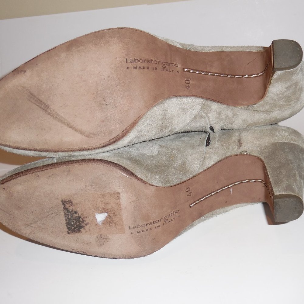 LaboratoriGarbo Beige Suede Ankle Booties Shoes 10 - Picture 5 of 13